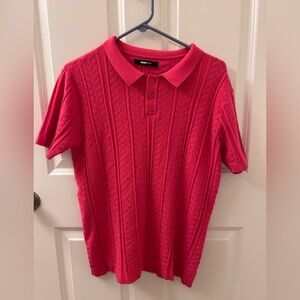 Nova Men’s Breezy Print Polo Pink Medium Super Soft Viscose/Polyester/Nylon